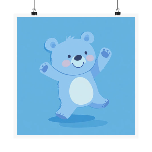 Adorable Blue Bear Matte Vertical Poster, Kids Room Decor, Nursery Wall Art, Baby Shower Gift, Cute Animal Print
