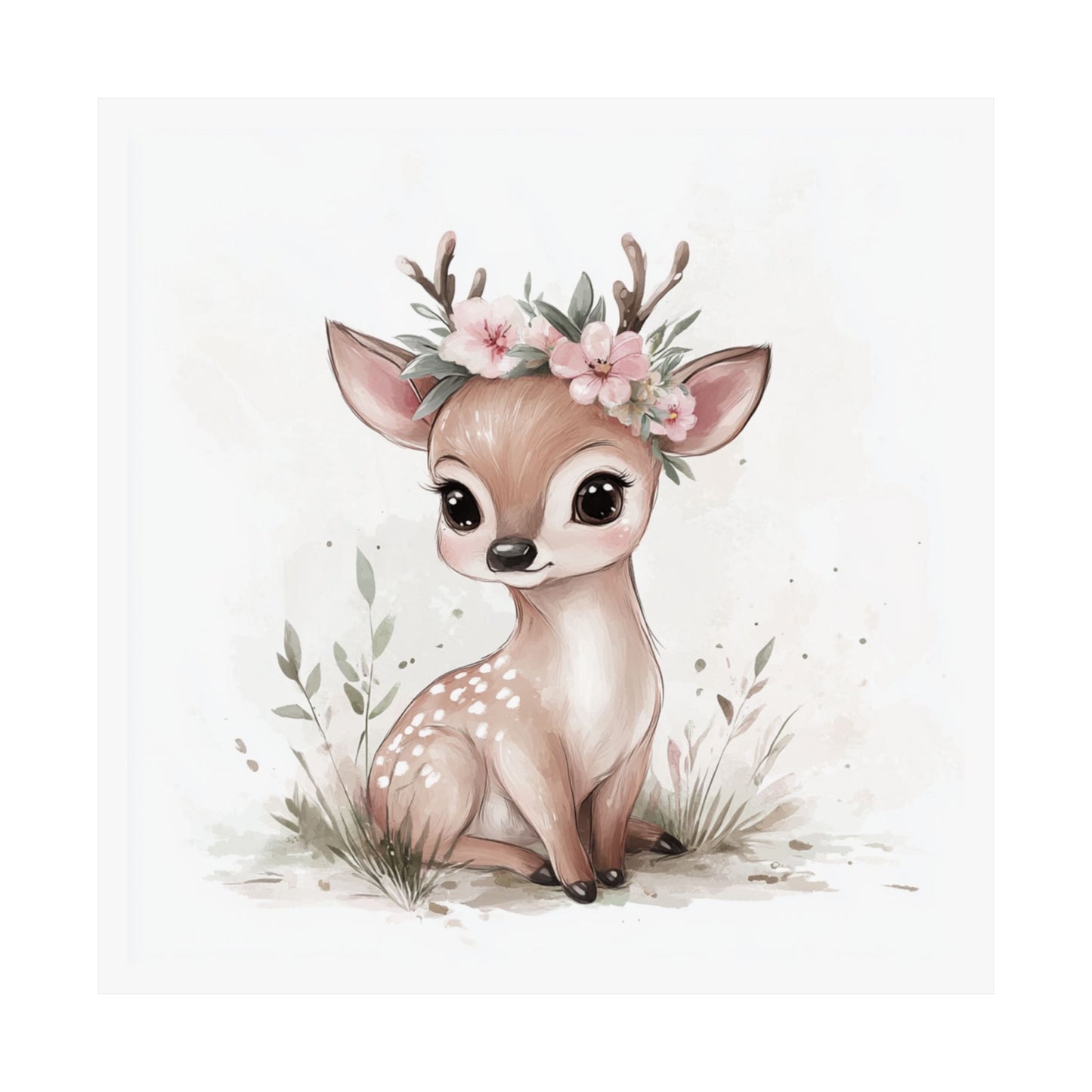 Charming Floral Deer Poster, Nursery Wall Art, Kids Room Decor, Baby Shower Gift, Woodland Animal Print
