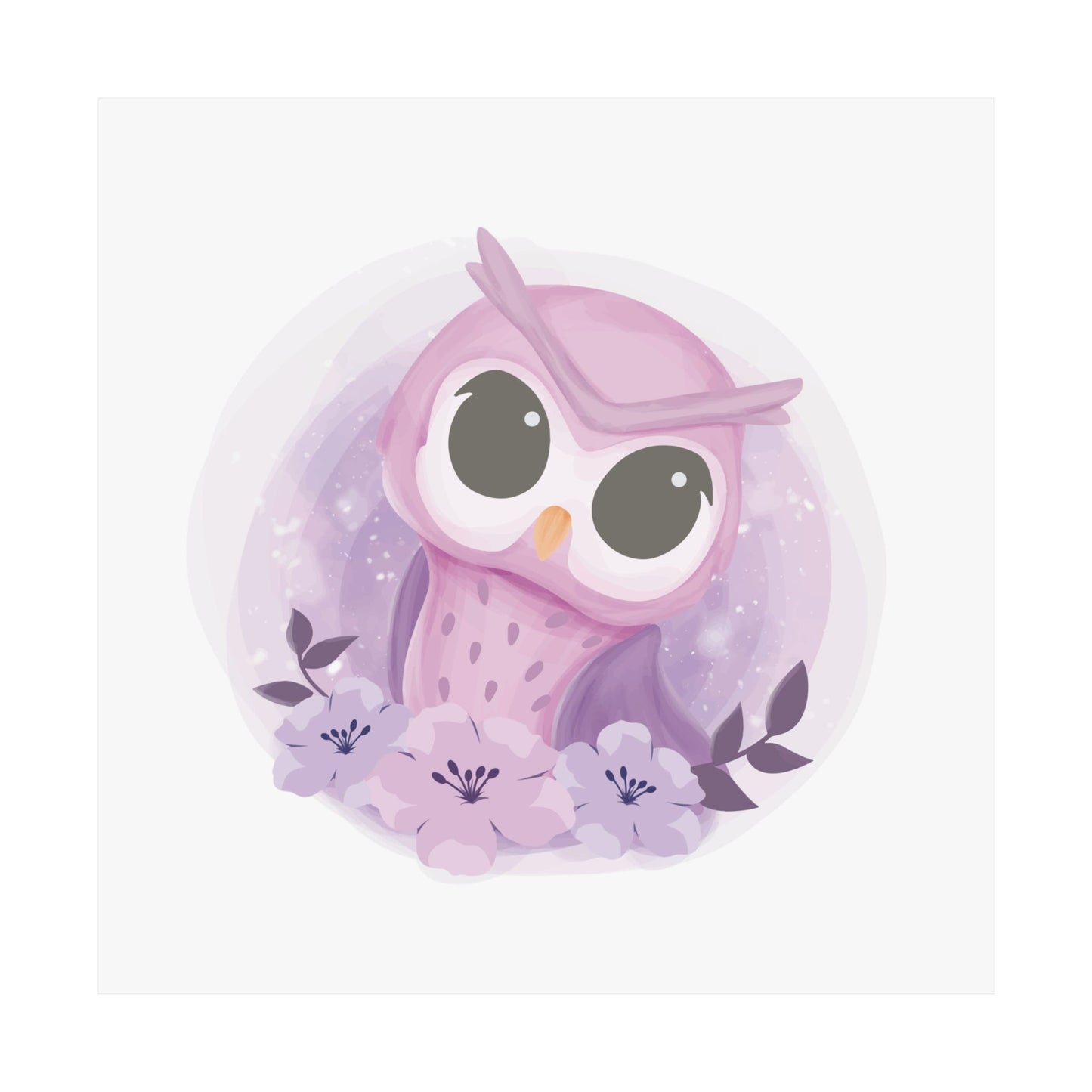 Whimsical Owl Wall Art Print, Cute Owl Decor, Kids Room Decor, Nursery Art, Gift for Owl Lovers, Pink Floral Poster