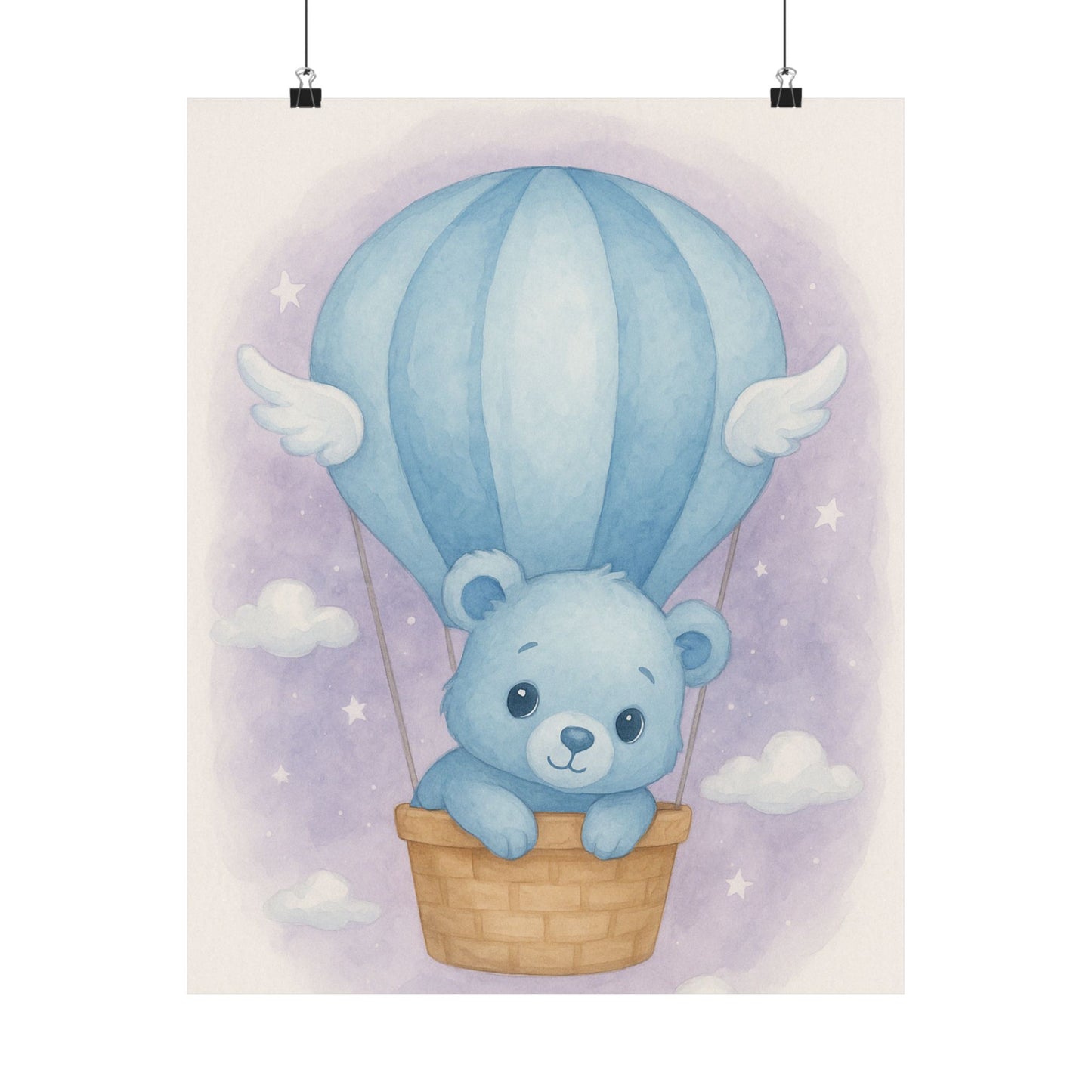 Cute Hot Air Balloon Bear Poster, Nursery Wall Art, Baby Shower Gift, Whimsical Decor, Kids Room Print