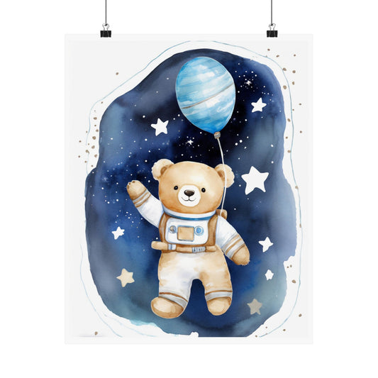 Cute Astronaut Bear Poster, Children's Room Decor, Nursery Wall Art, Baby Shower Gift, Whimsical Space Theme