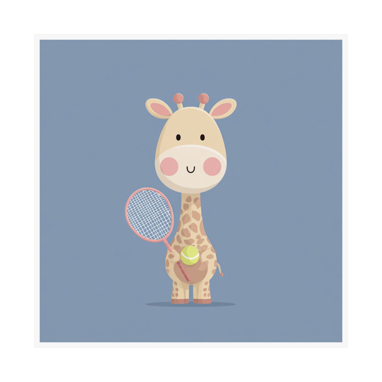Cute Giraffe Tennis Vertical Posters, Kid's Room Decor, Playroom Wall Art, Gift for Animal Lovers, Nursery Decoration