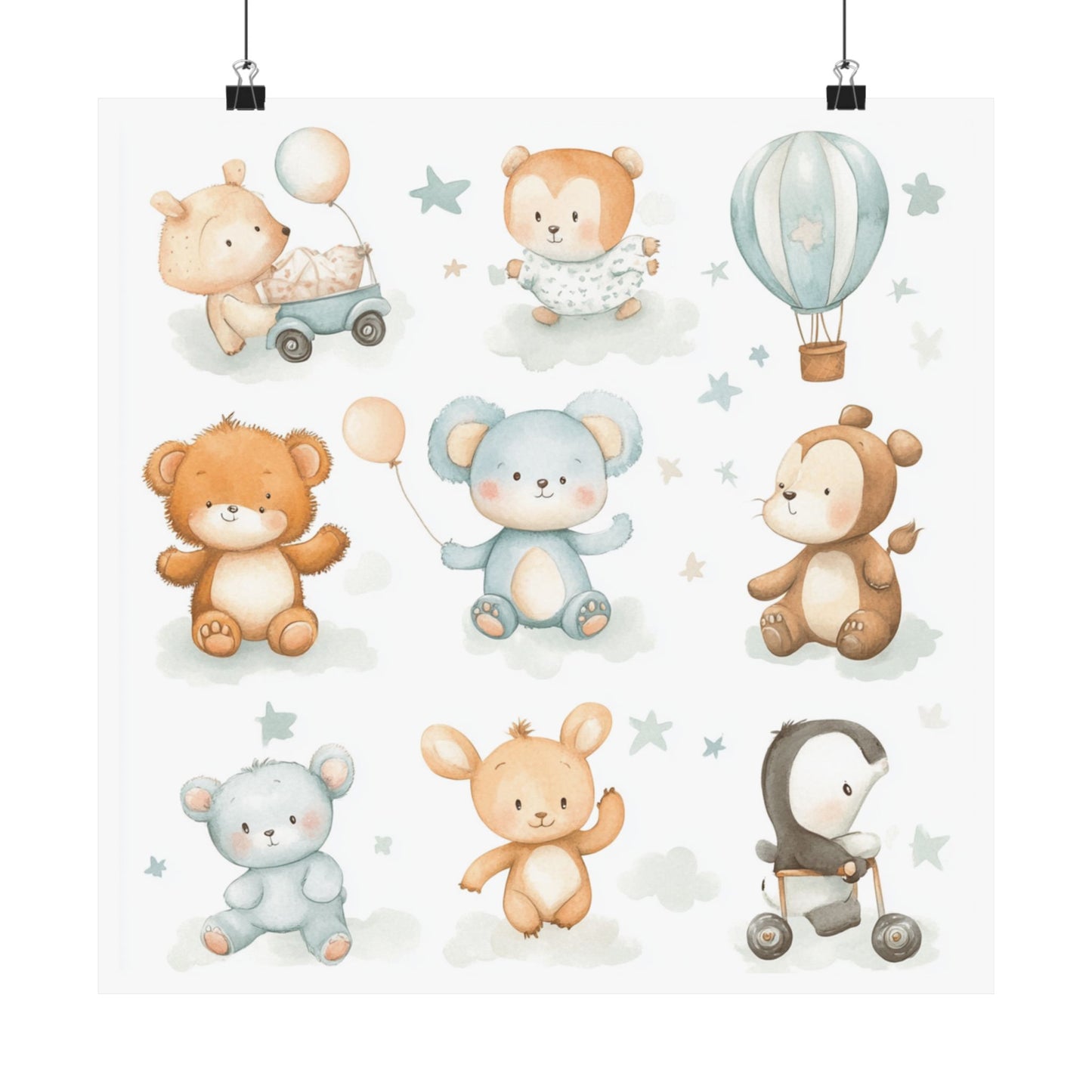 Whimsical Baby Animal Posters, Nursery Decor, Kids Room Art, Cute Wall Art, Baby Shower Gift, Playroom Decoration