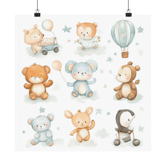 Whimsical Baby Animal Posters, Nursery Decor, Kids Room Art, Cute Wall Art, Baby Shower Gift, Playroom Decoration