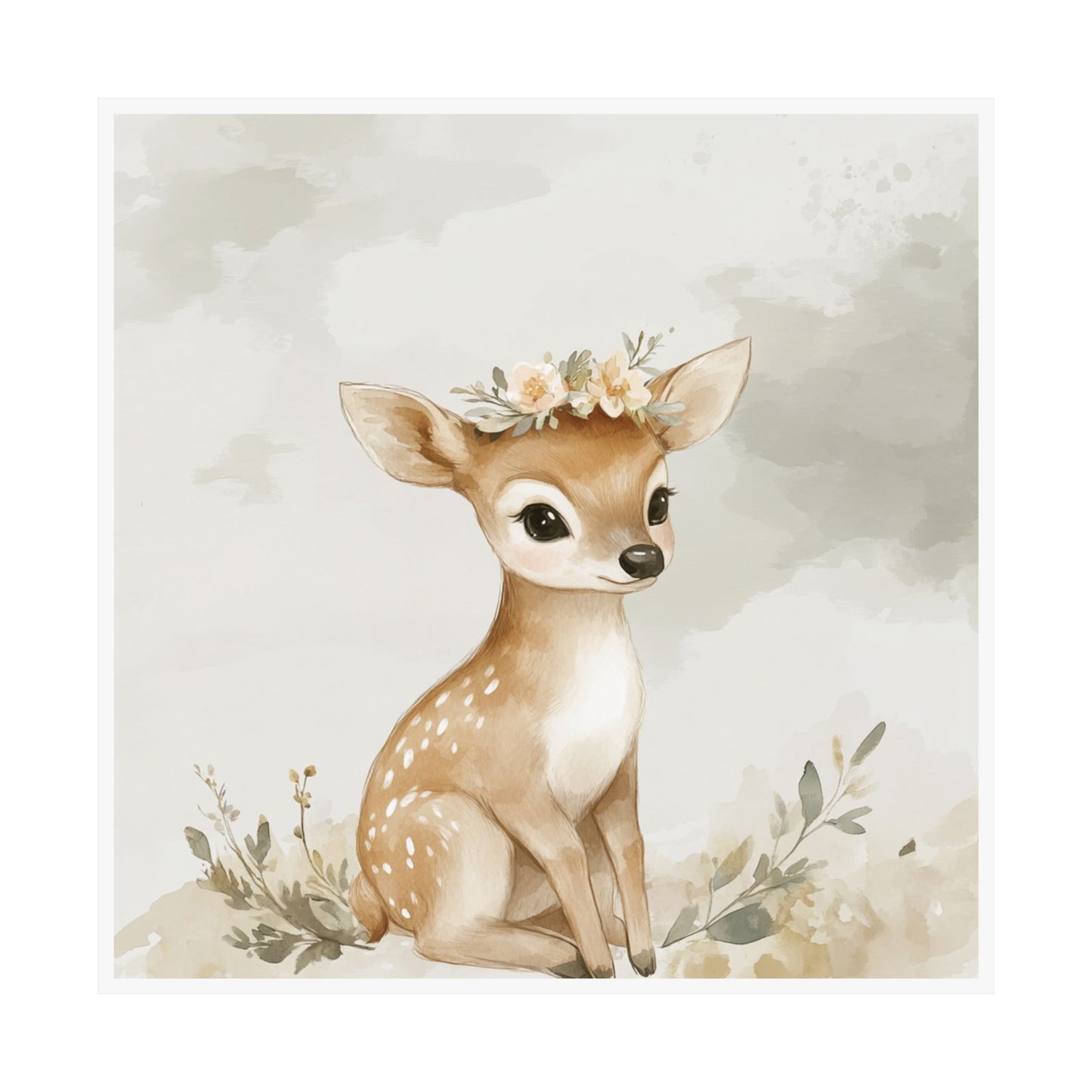 Whimsical Deer Art Prints, Kids Room Decor, Nursery Wall Art, Floral Animal Poster, Baby Shower Gift
