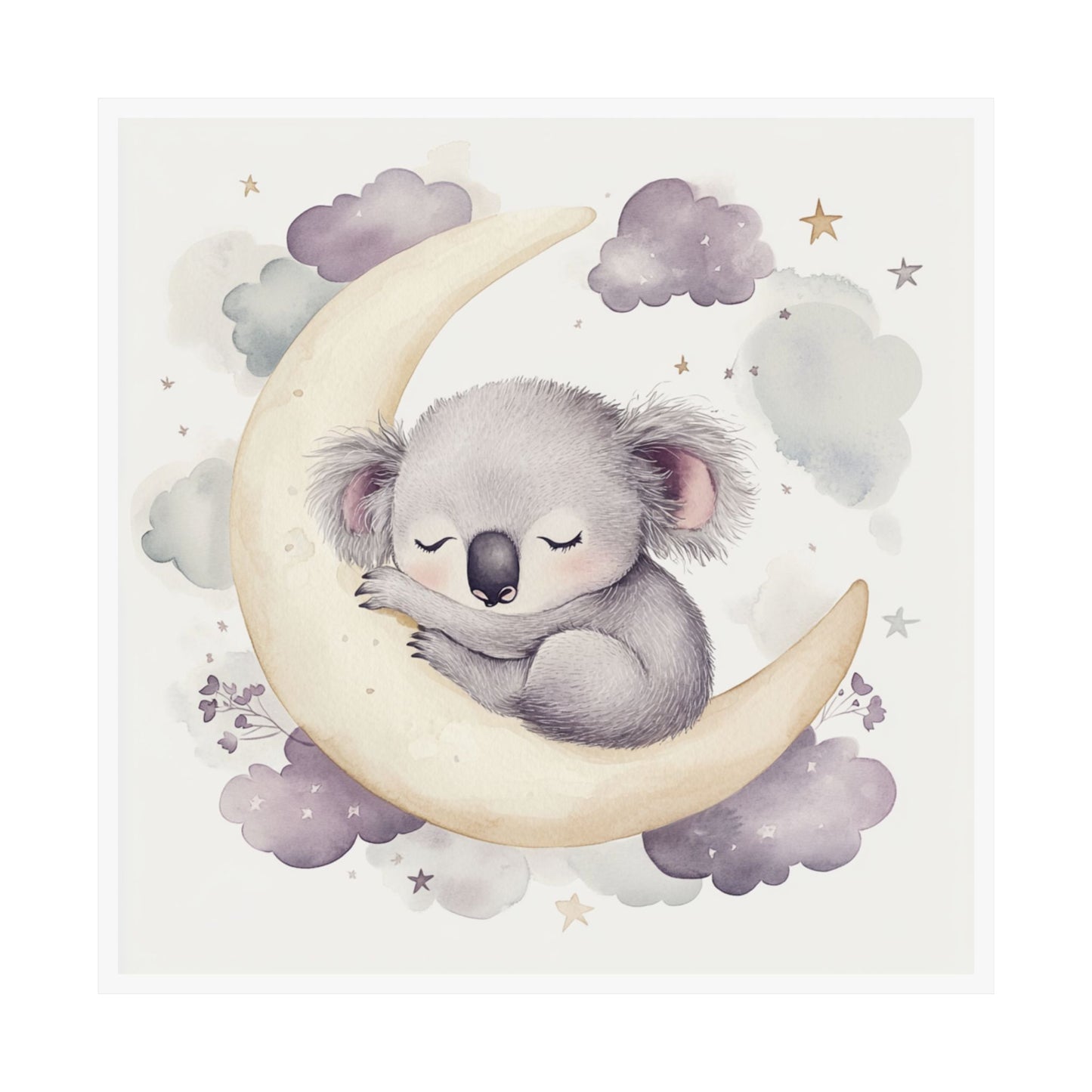 Cozy Koala Poster, Cute Animal Art, Nursery Decor, Baby Shower Gift, Dreamy Moon Theme