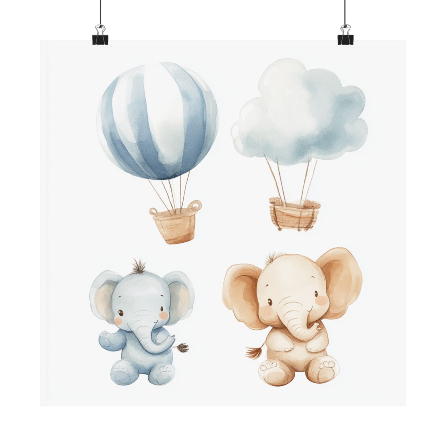 Whimsical Baby Animal Posters, Nursery Wall Art, Child's Room Decor, Elephant Print Set, Cute Animal Illustrations