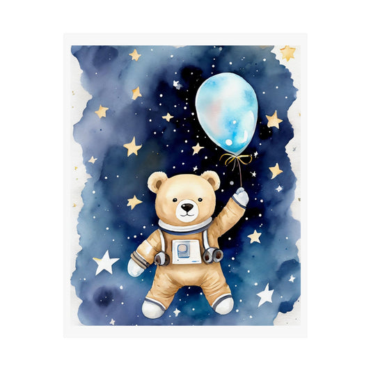 Astronaut Bear Poster | Cute Nursery Art | Kids Room Decor | Space Theme Wall Art | Baby Shower Gift | Whimsical Animal Print