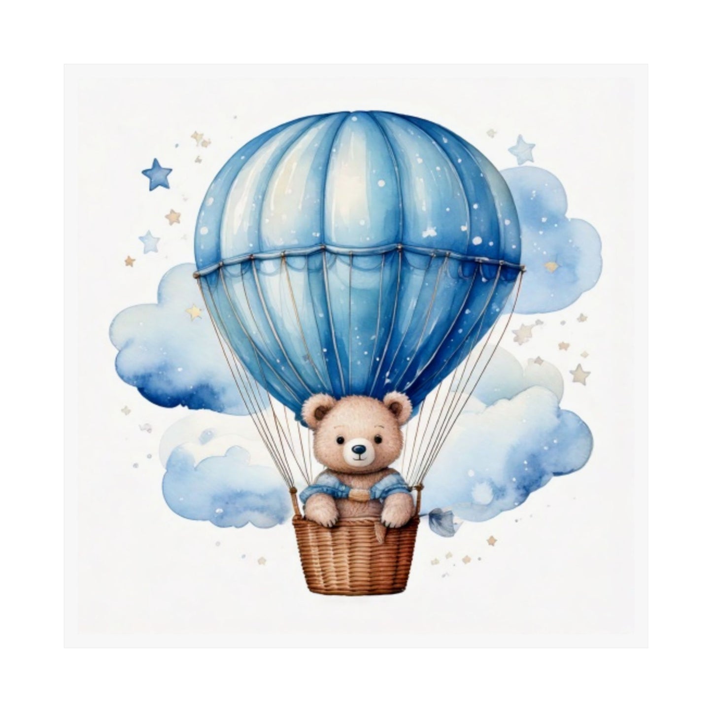 Cute Bear Hot Air Balloon Art Print | Nursery Decor, Kids Room Wall Art, Children's Gift, Baby Shower Present, Playroom Decoration
