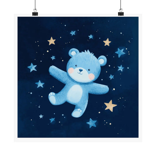 Cute Bear Nursery Art Print, Kids Room Decor, Baby Shower Gift, Wall Art, Children’s Room Decor, Starry Night Design