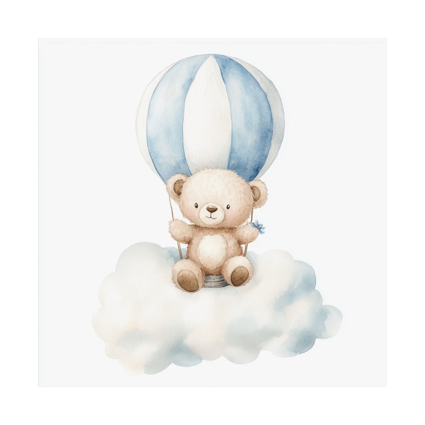 Whimsical Bear Hot Air Balloon Poster, Cute Nursery Wall Art, Kids Room Decor, Baby Shower Gift, Childrens Art Print