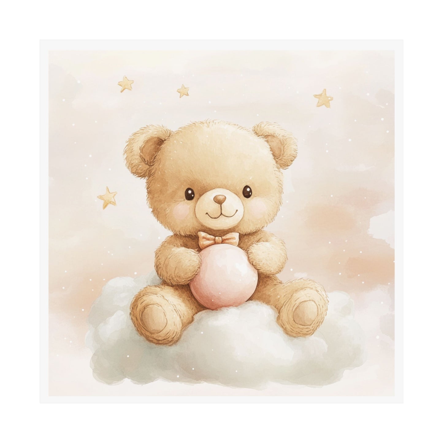 Cute Teddy Bear Wall Art Print, Nursery Decor, Baby Shower Gift, Child Room Poster, Adorable Animal Art