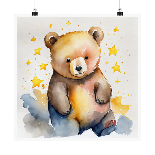 Adorable Bear Illustration Poster | Nursery Wall Art, Kids Room Decor, Cute Animal Print, Gift for Baby Shower, Children's Room Decoration