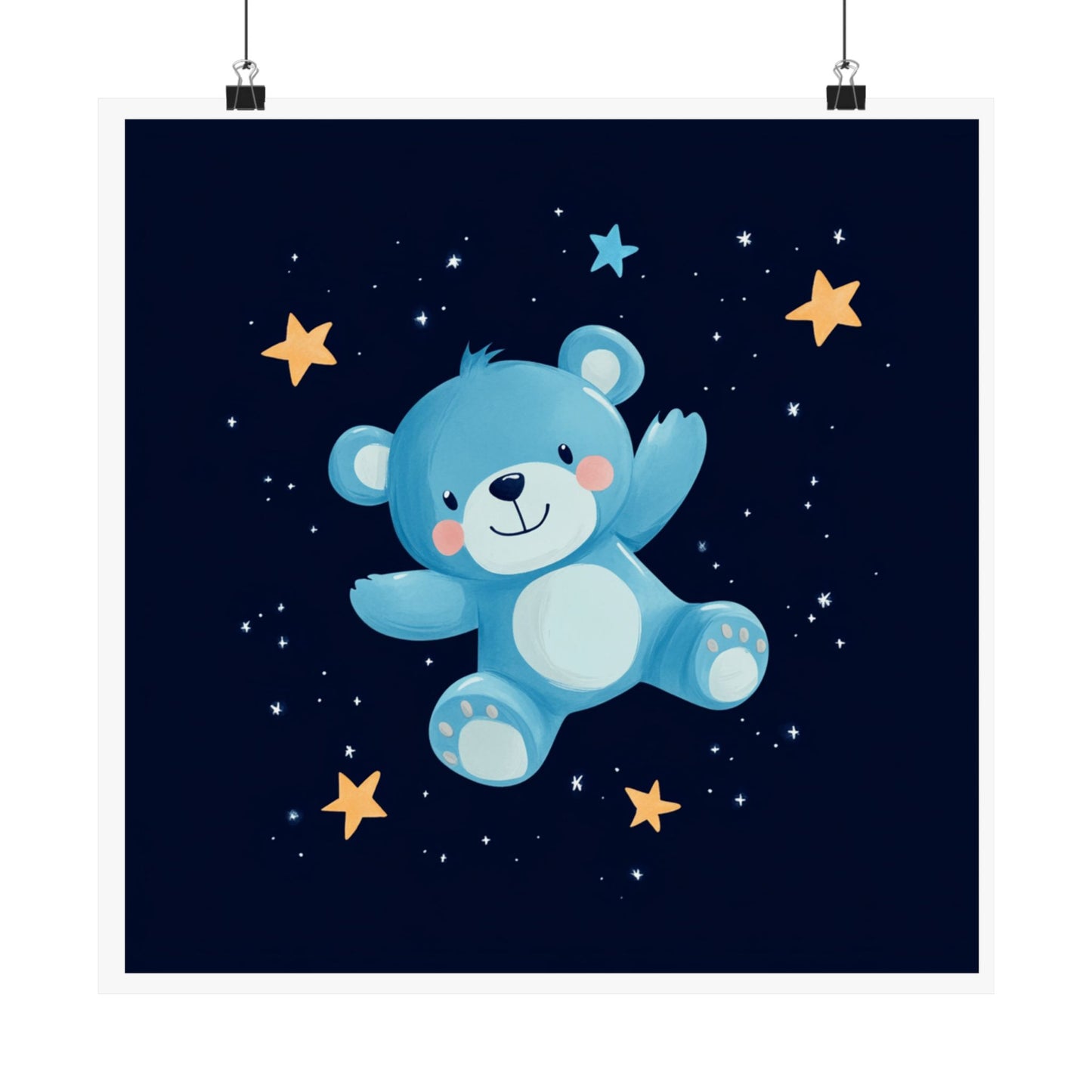 Cute Bear Nursery Wall Art, Matte Vertical Posters for Kids Room, Baby Shower Gift, Starry Night Decor, Playroom Decoration
