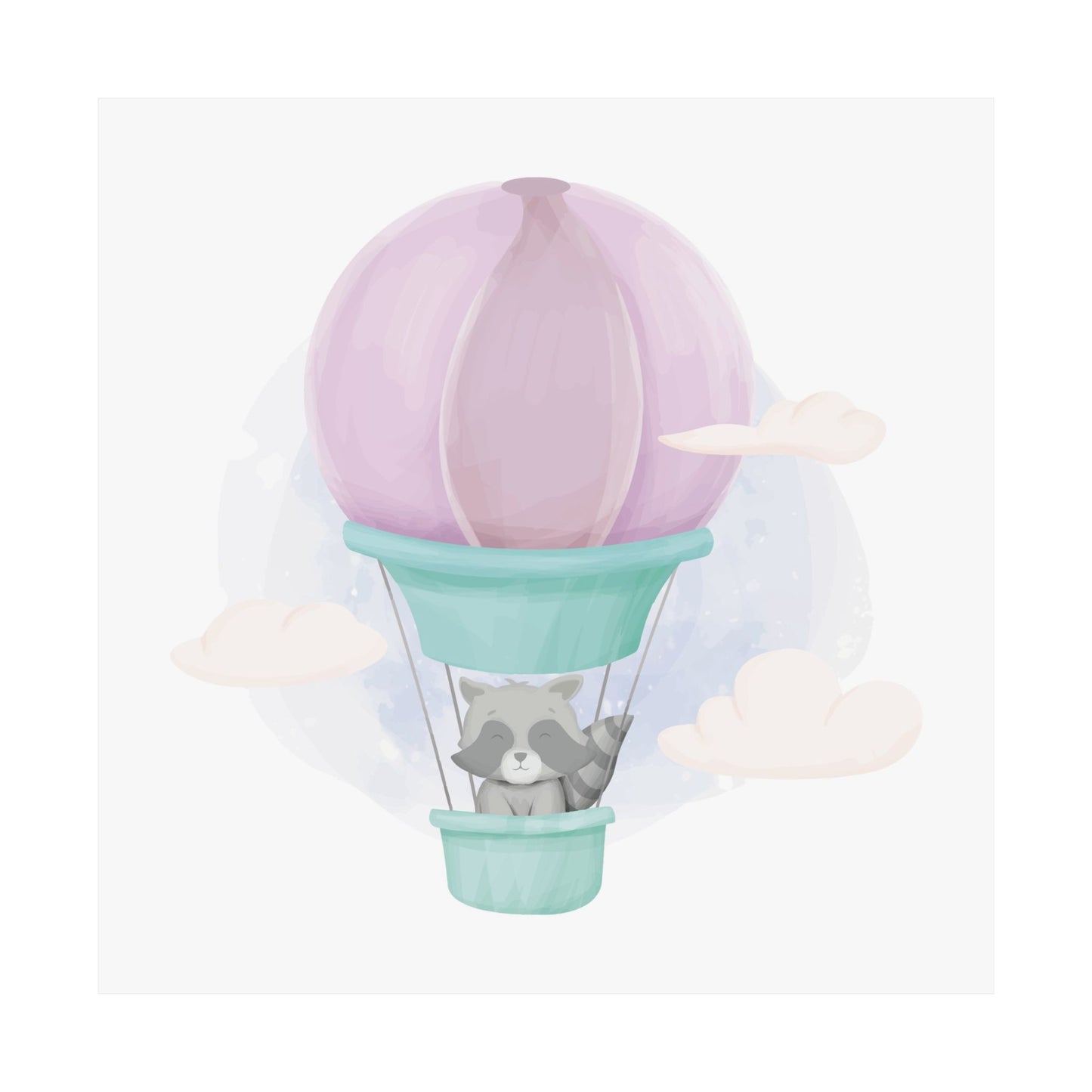 Whimsical Hot Air Balloon Poster, Cute Nursery Art, Kids Room Decor, Raccoon Wall Art, Playful Home Décor