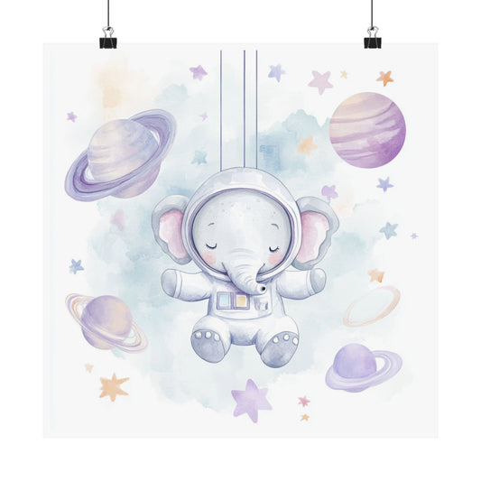 Astronaut Elephant Poster, Nursery Wall Art, Kids Room Decor, Space Theme Print, Baby Shower Gift