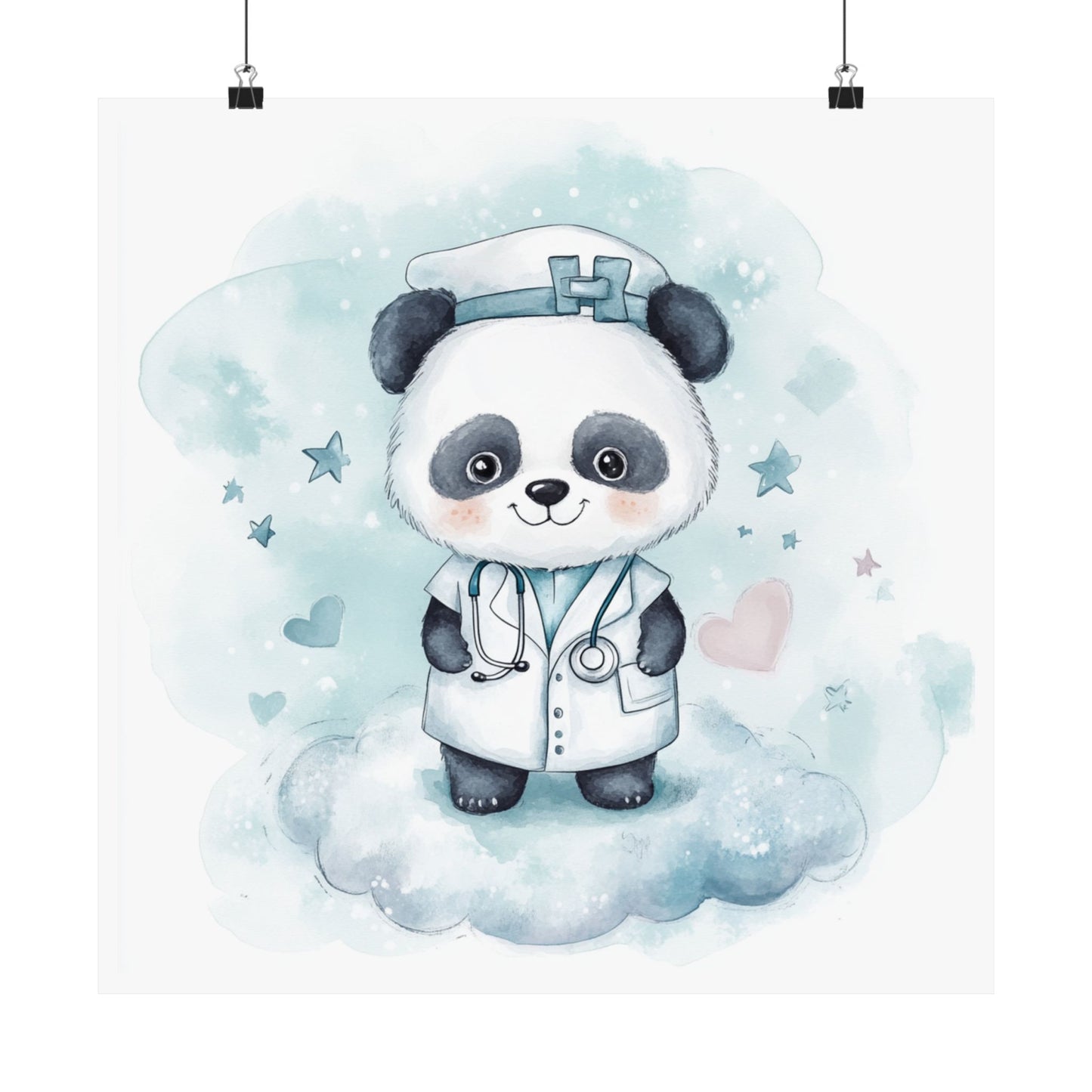 Cute Panda Doctor Poster, Nursery Wall Art, Baby Shower Decor, Kids Room Decor, Animal Print
