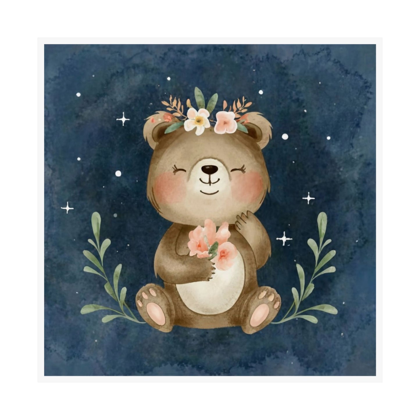Adorable Bear Poster | Cute Wall Art for Nursery, Kids Room Decor, Baby Shower Gift, Animal Lover, Floral Design