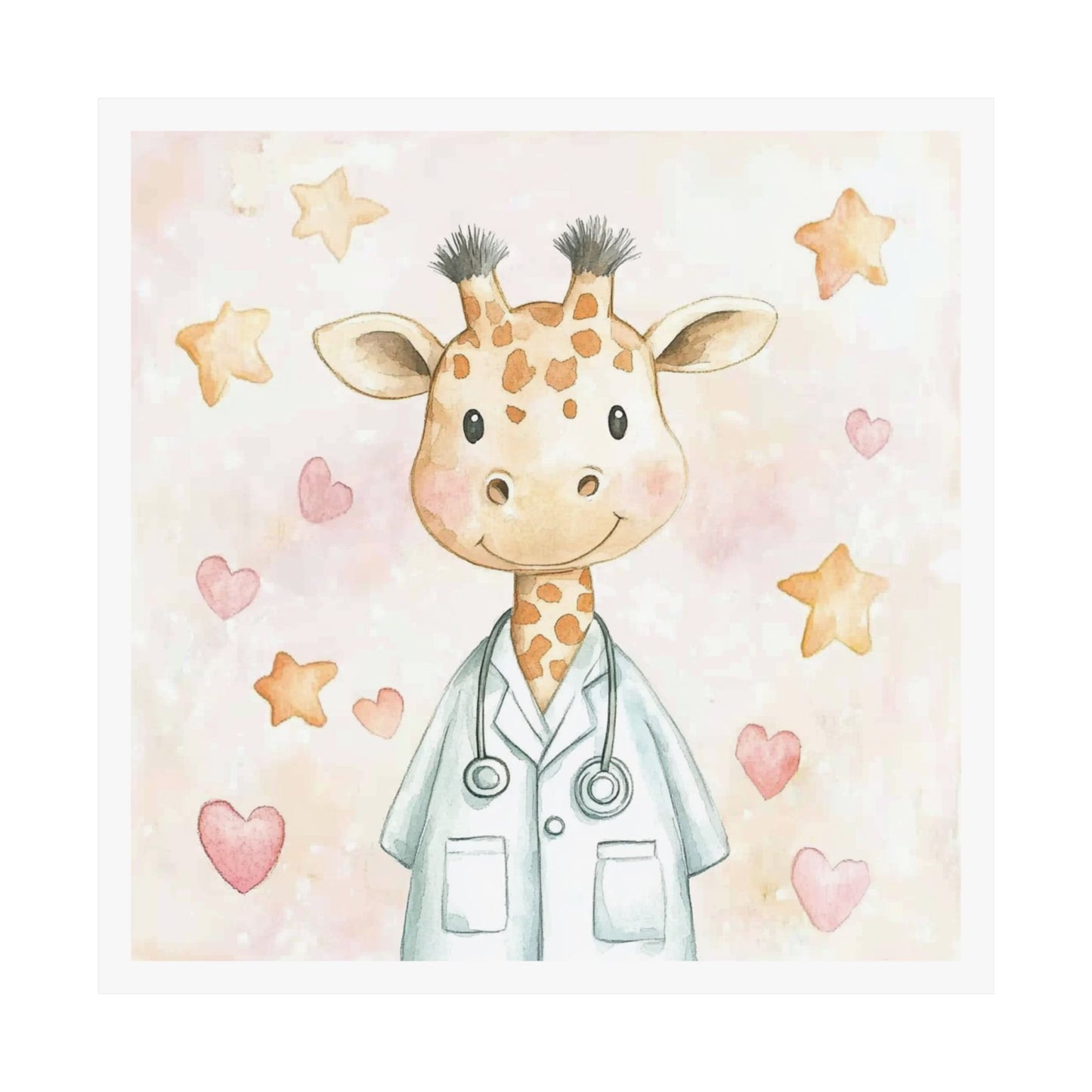 Adorable Giraffe Doctor Poster, Nursery Art Print, Kid's Room Decor, Baby Shower Gift, Animal Wall Art