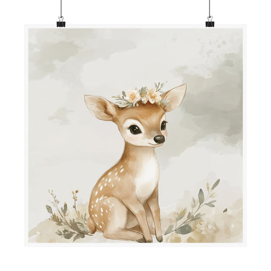 Whimsical Deer Art Prints, Kids Room Decor, Nursery Wall Art, Floral Animal Poster, Baby Shower Gift
