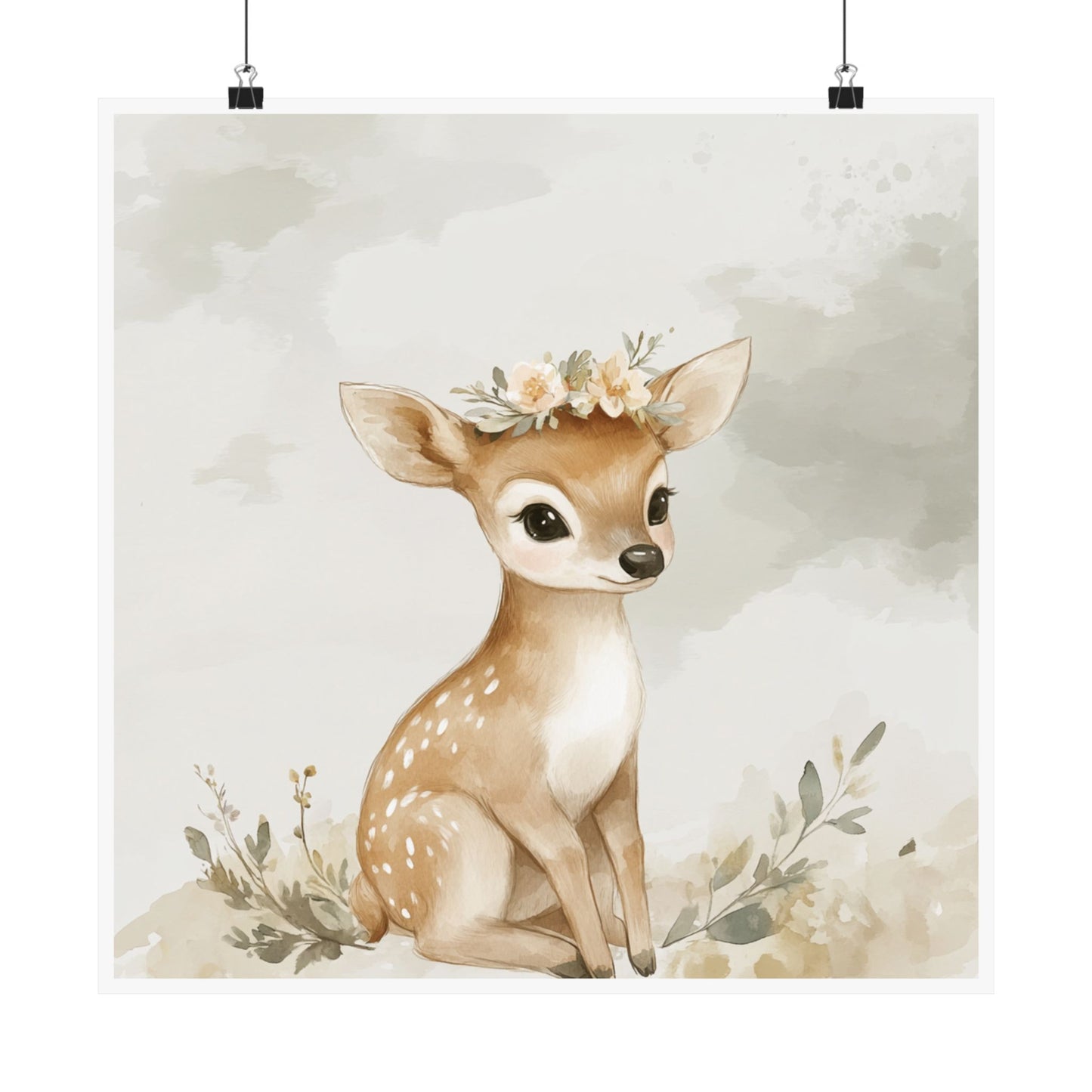 Whimsical Deer Art Prints, Kids Room Decor, Nursery Wall Art, Floral Animal Poster, Baby Shower Gift