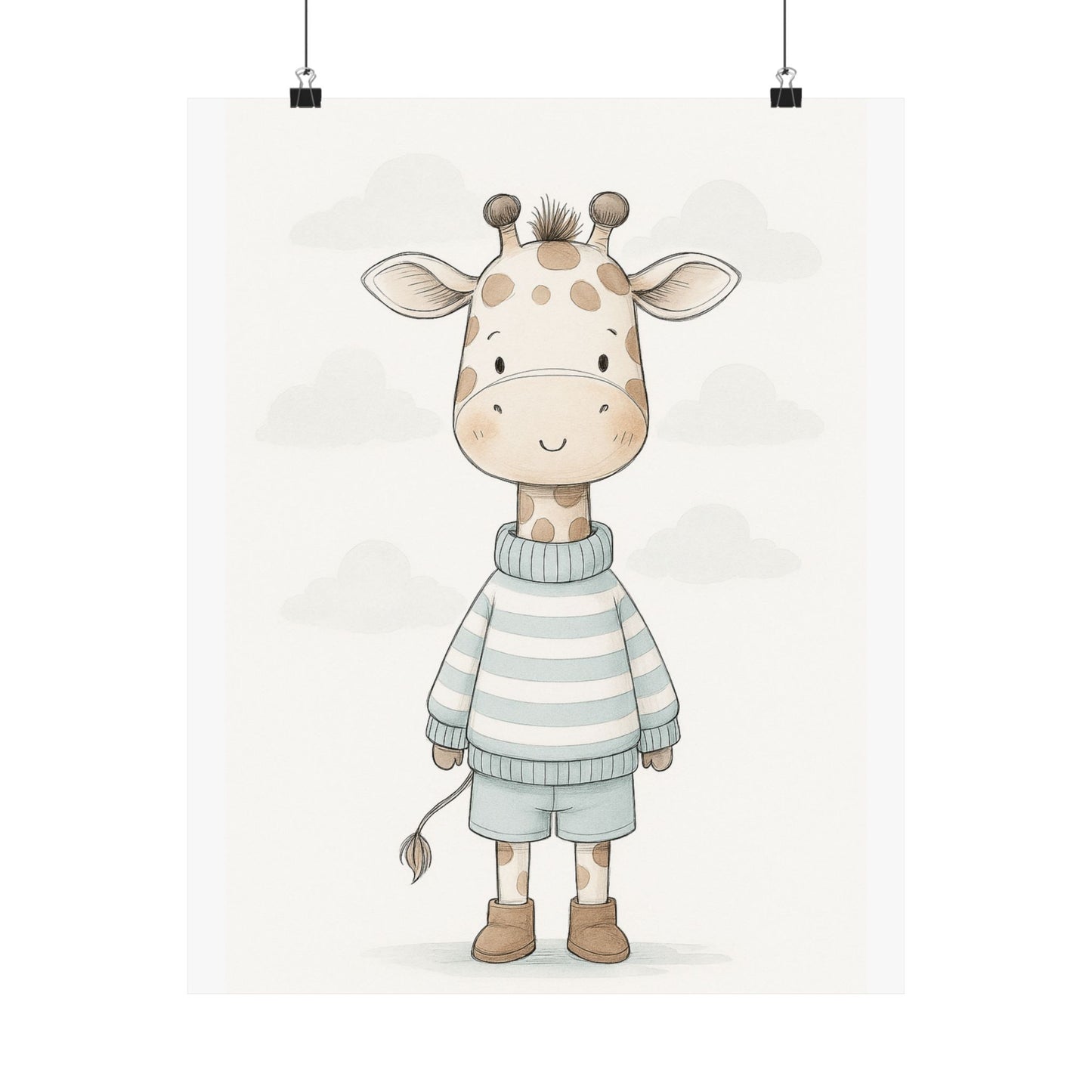Cute Giraffe Art Print, Child's Room Decor, Nursery Wall Art, Playroom Decoration, Animal Poster, Baby Shower Gift