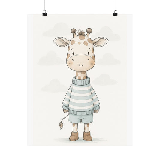 Cute Giraffe Art Print, Child's Room Decor, Nursery Wall Art, Playroom Decoration, Animal Poster, Baby Shower Gift