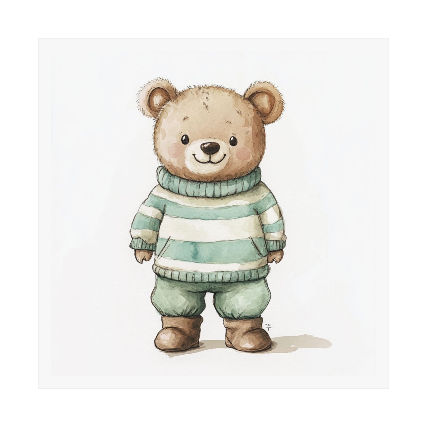 Cute Bear Art Poster, Adorable Nursery Decor, Kids Room Wall Art, Baby Shower Gift, Sweet Animal Print