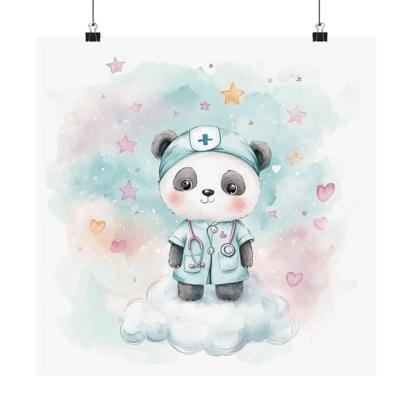 Cute Panda Nurse Poster | Nursery Art, Pediatrician Decor, Baby Shower Gift, Kids Room Wall Art, Animal Wall Decor