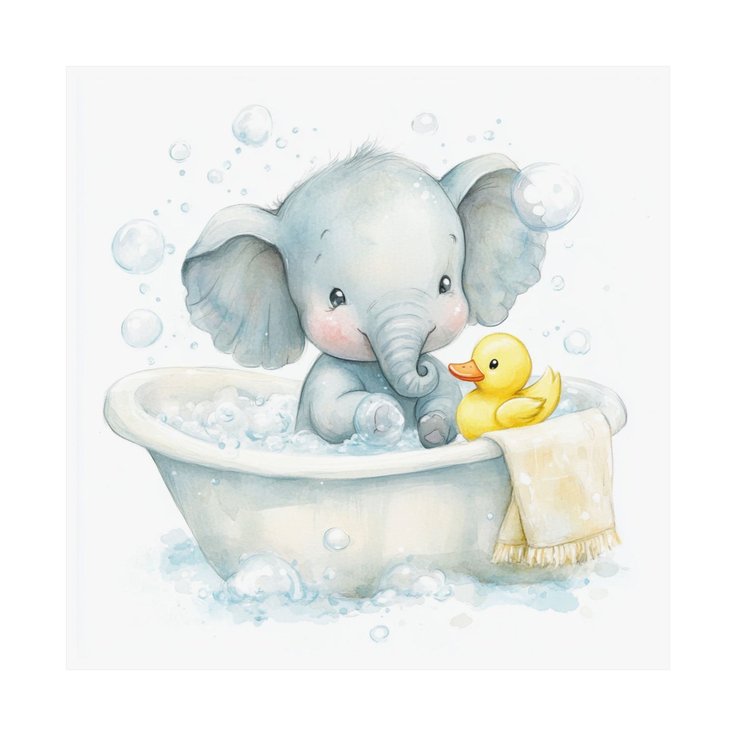 Adorable Elephant Bath Time Poster, Nursery Decor, Kids Room Art, Baby Shower Gift, Playroom Wall Art, Animal Print