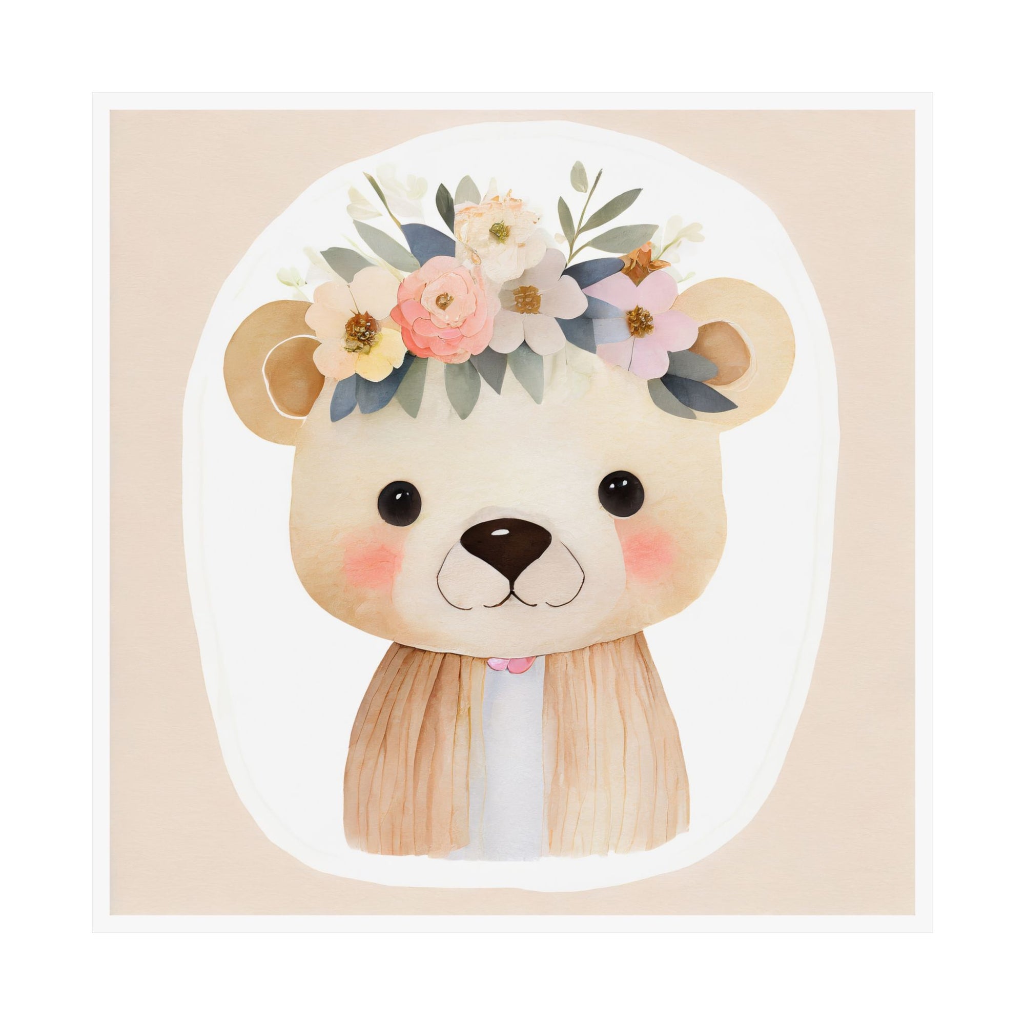 Adorable Bear Floral Art Print, Nursery Decor, Kids Room Wall Art, Baby Shower Gift, Cute Animal Poster, Whimsical Bear Decor