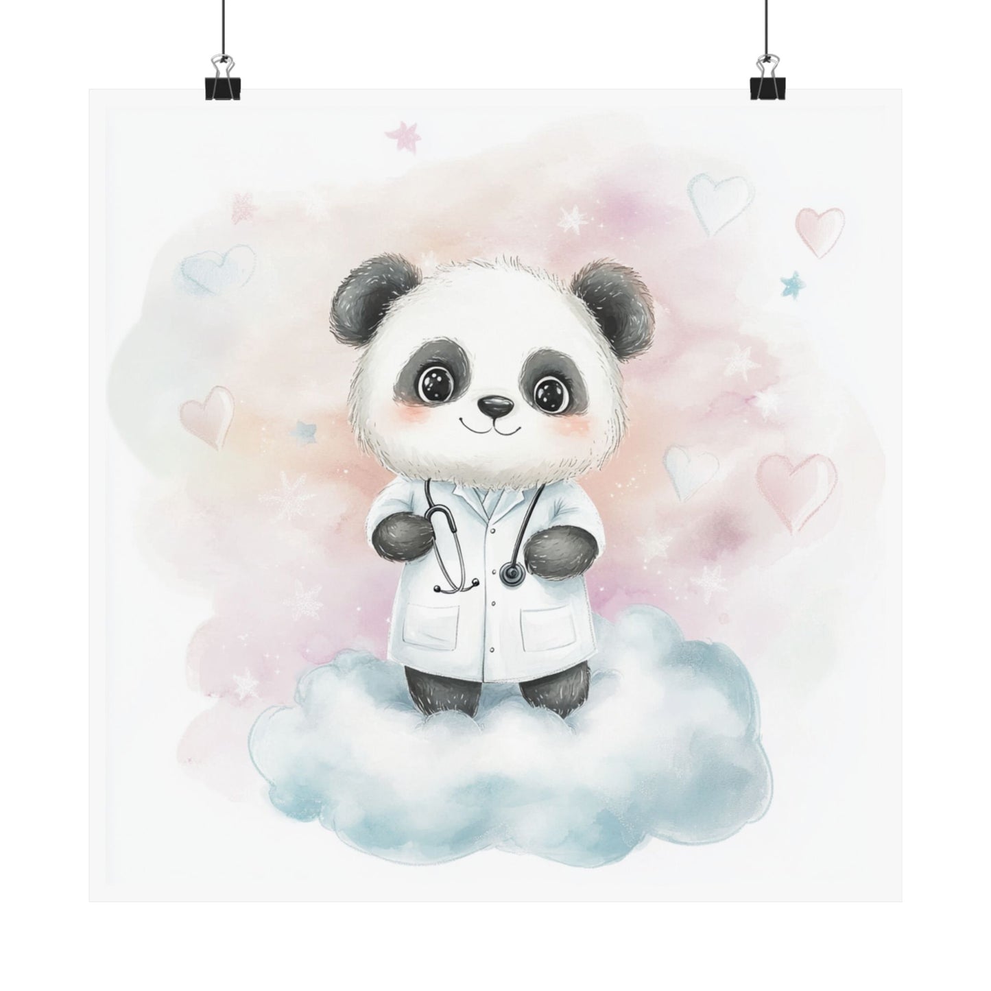 Cute Panda Doctor Wall Art, Children's Room Decor, Medical Themed Print, Nursery Wall Art, Animal Lover Poster