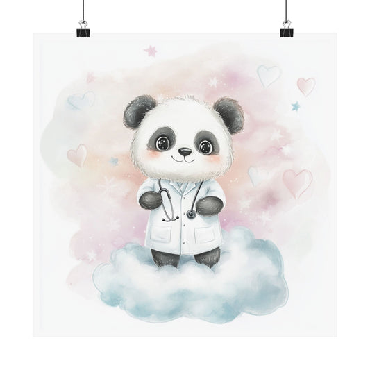 Cute Panda Doctor Wall Art, Children's Room Decor, Medical Themed Print, Nursery Wall Art, Animal Lover Poster