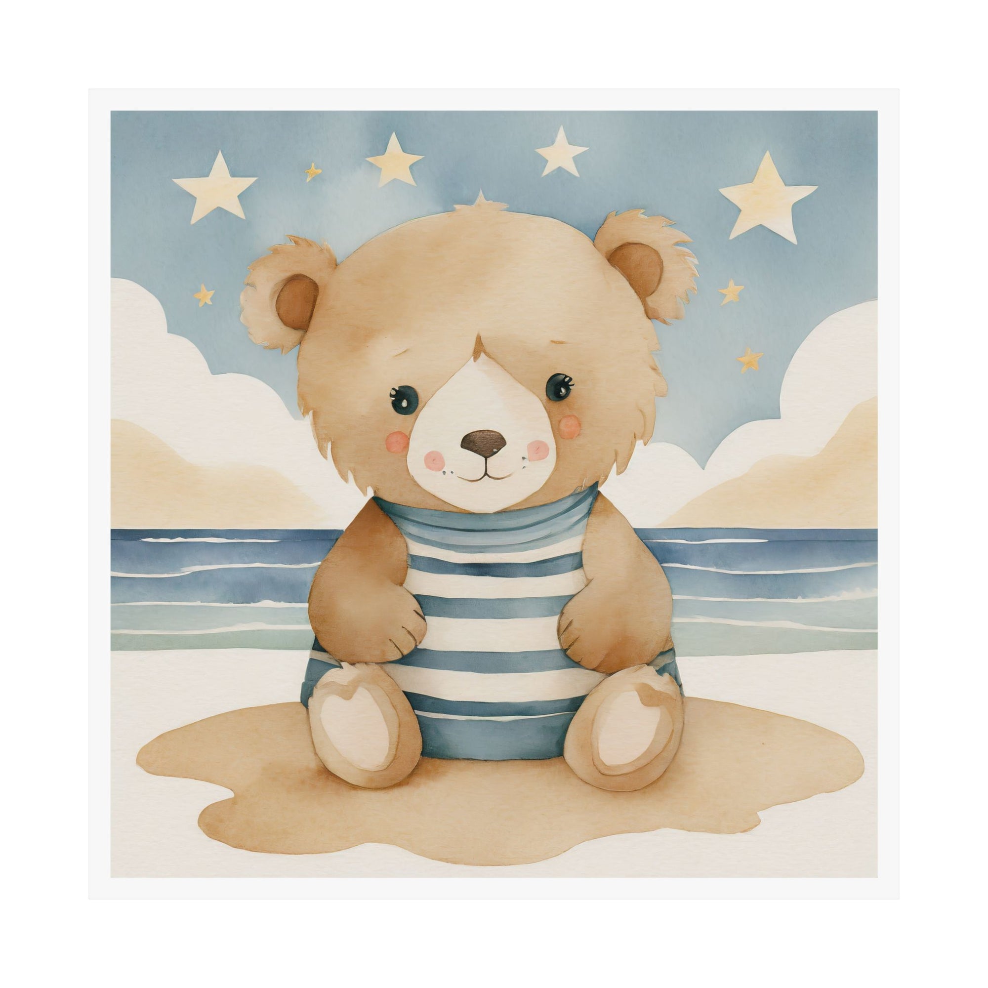 Adorable Bear Art Print, Kids Room Decor, Nursery Wall Art, Cute Animal Poster, Baby Shower Gift