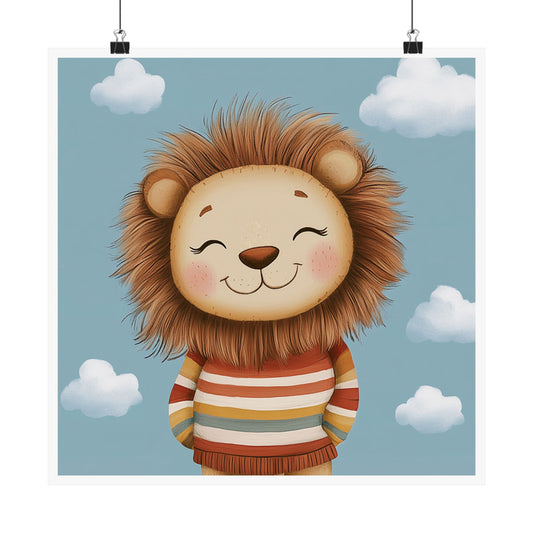 Cute Lion Vertical Poster, Children's Room Decor, Nursery Art Print, Animal Wall Art, Playful Kid's Gift