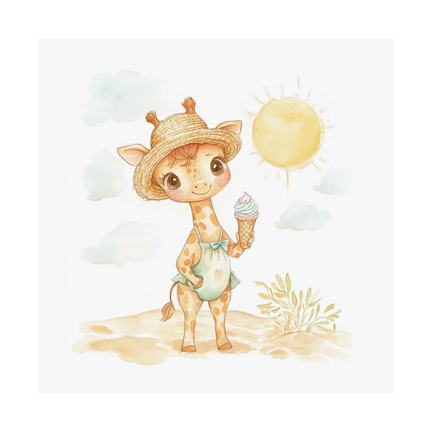 Cute Giraffe Wall Art Print, Nursery Decor, Kids Room Poster, Gift for Baby Shower, Whimsical Animal Art