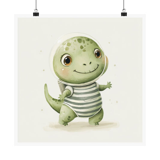 Cute Dinosaur Space Explorer Poster, Nursery Décor, Children's Room Wall Art, Baby Shower Gift, Playroom Decoration, Whimsical Art