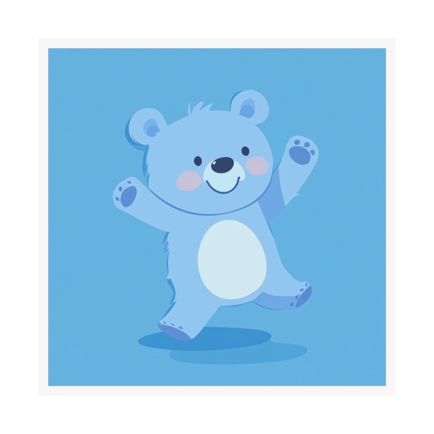 Adorable Blue Bear Matte Vertical Poster, Kids Room Decor, Nursery Wall Art, Baby Shower Gift, Cute Animal Print