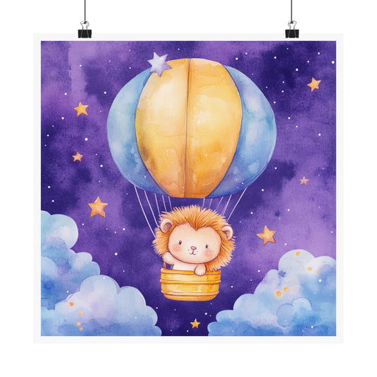 Cute Animal Hot Air Balloon Art Print | Nursery Decor, Kids Wall Art, Baby Shower Gift, Playroom Decor, Children's Art