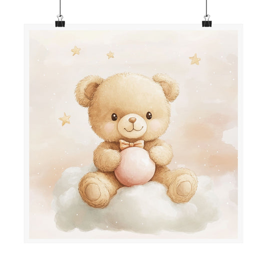 Cute Teddy Bear Wall Art Print, Nursery Decor, Baby Shower Gift, Child Room Poster, Adorable Animal Art
