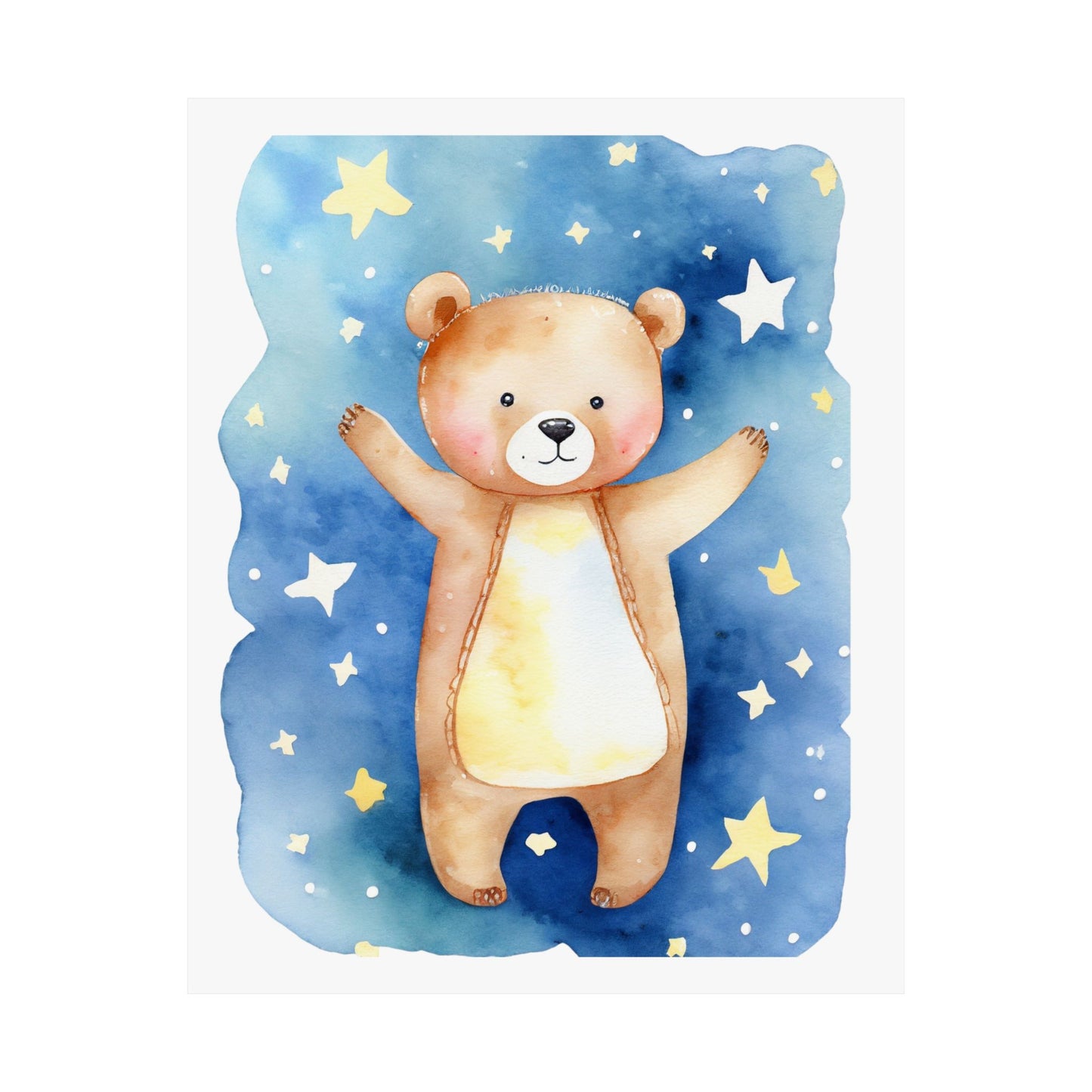 Cute Bear Watercolor Vertical Poster, Nursery Wall Art, Kids Room Decor, Baby Shower Gift, Whimsical Bear Print