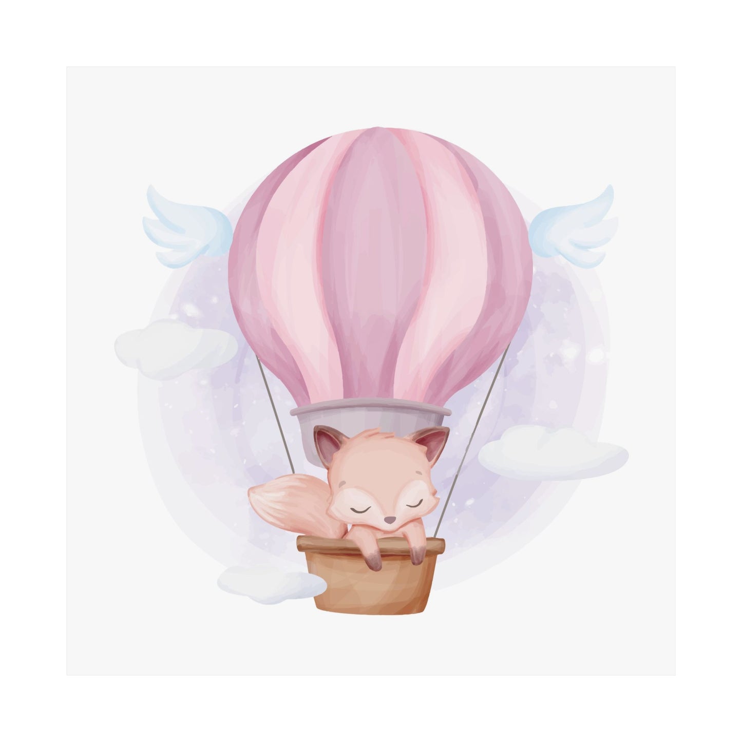 Whimsical Hot Air Balloon Poster, Nursery Decor, Baby Shower Gift, Kids Room Art, Cute Fox Design Wall Art