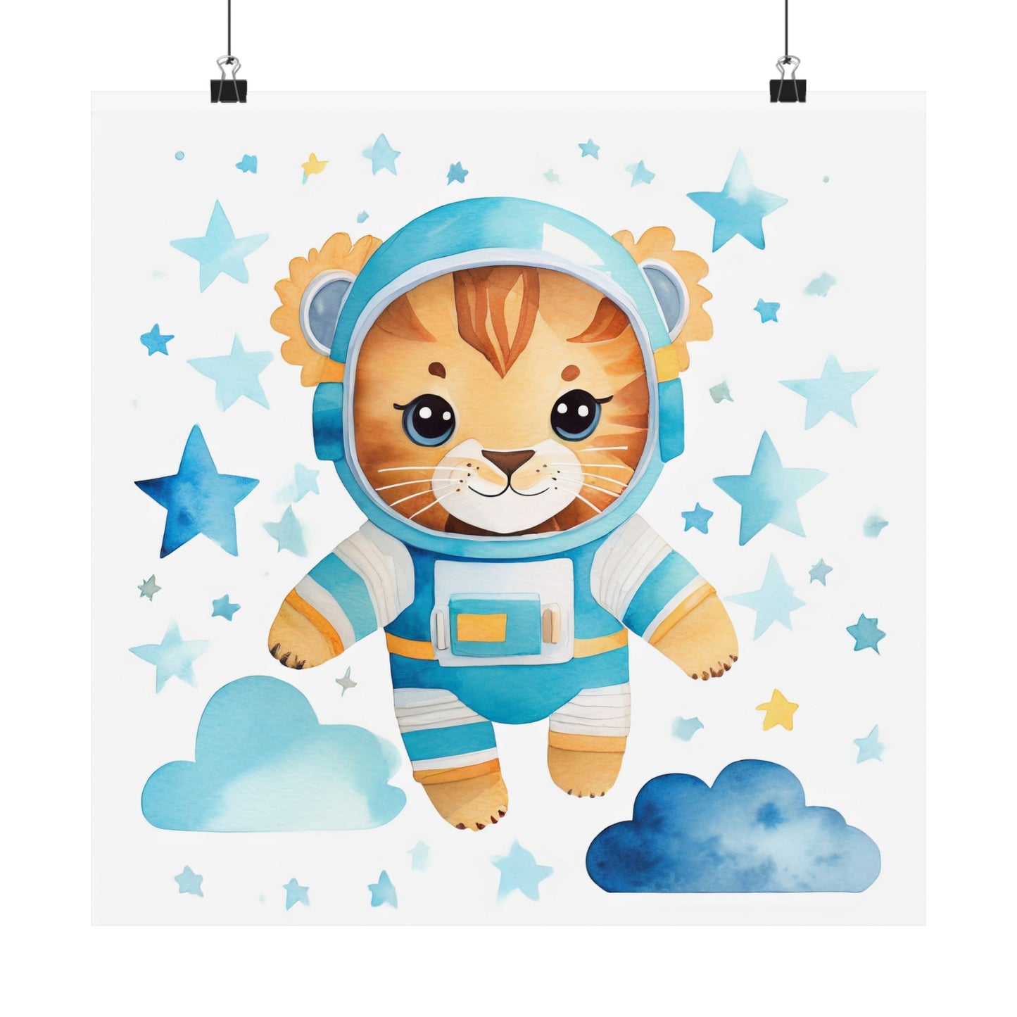 Cute Astronaut Lion Poster, Kids Room Decor, Nursery Wall Art, Baby Shower Gift, Children's Bedroom Decoration