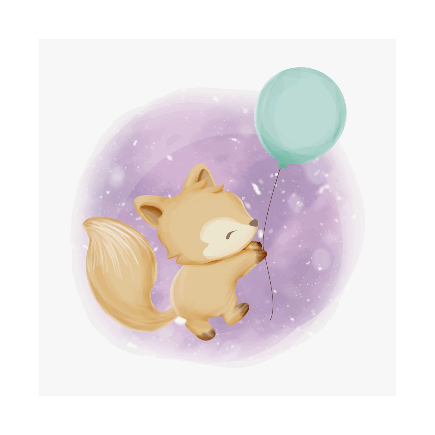 Cute Fox Balloon Art Print, Whimsical Wall Decor, Nursery Poster, Kids Room Decoration, Gift for Baby Shower