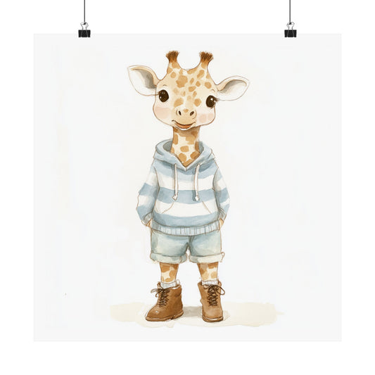 Cute Giraffe Art Print, Kid's Room Decor, Nursery Wall Art, Animal Illustration, Playroom Decoration