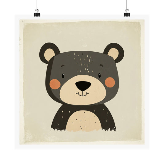 Cute Bear Art Poster, Nursery Wall Decor, Kids Room Art, Animal Print, Gift for Baby Shower, Playroom Decoration
