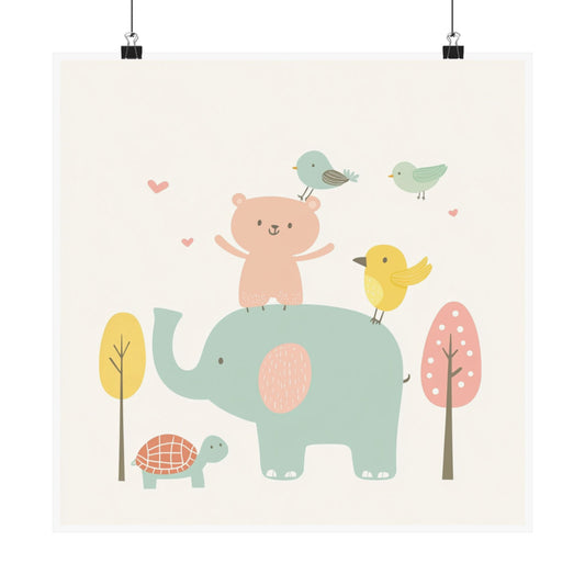 Cute Animal Nursery Wall Art, Matte Vertical Posters for Kids, Baby Room Decor, Playroom Decor, Gift for New Parents, Nursery Prints