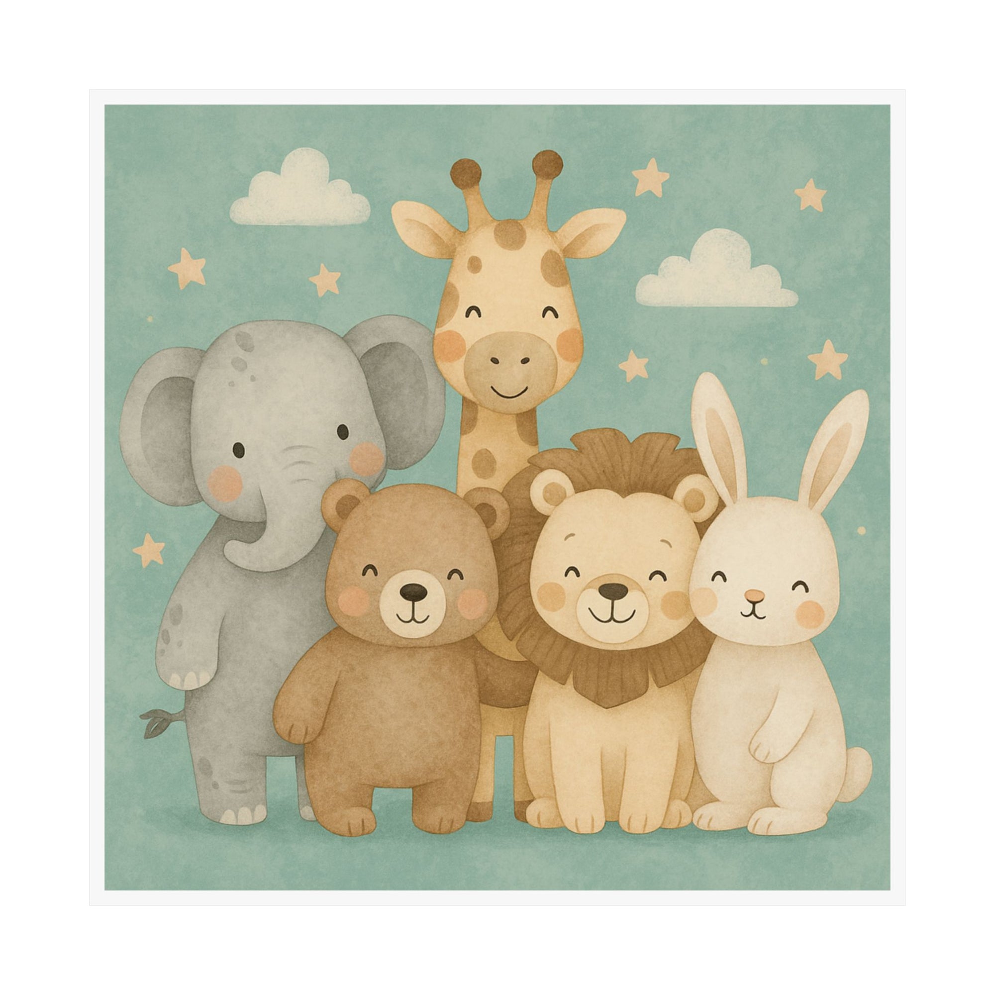 Adorable Animal Nursery Wall Art Poster, Cute Kids Room Decor, Baby Shower Gift, Kids Wall Decor, Jungle Animals Art