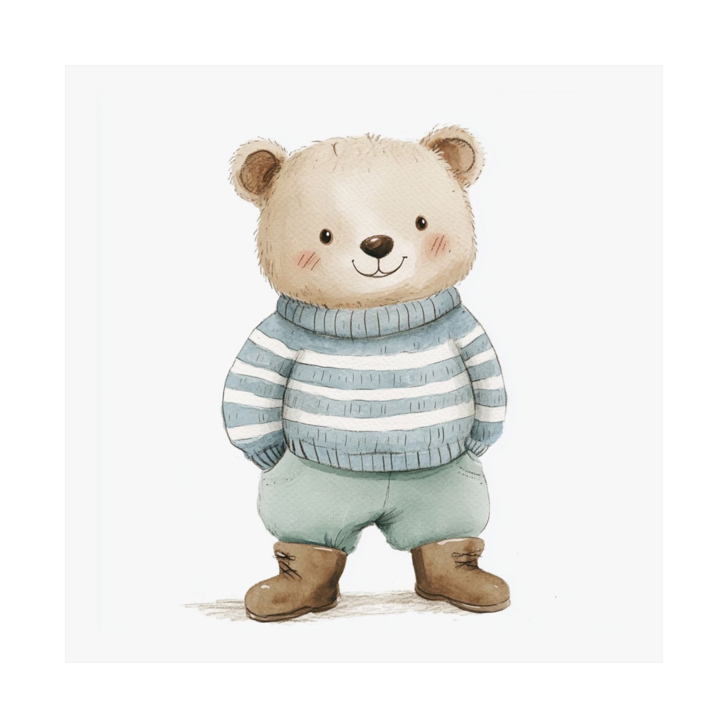 Cute Bear Illustration Poster, Nursery Wall Art, Kid's Room Decor, Baby Shower Gift, Animal Print for Children