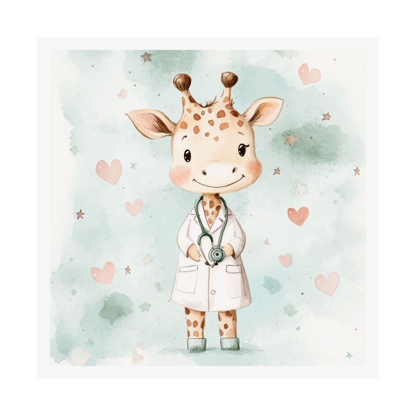 Whimsical Giraffe Doctor Poster, Kids Room Decor, Nursery Art, Baby Shower Gift, Animal Wall Art, Cute Doctor Print